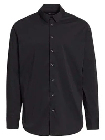 Giorgio Armani Men's Solid Long-sleeve Sport Shirt In Black