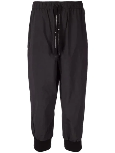 Julius Taffeta Cropped Wide Trackpants In Black