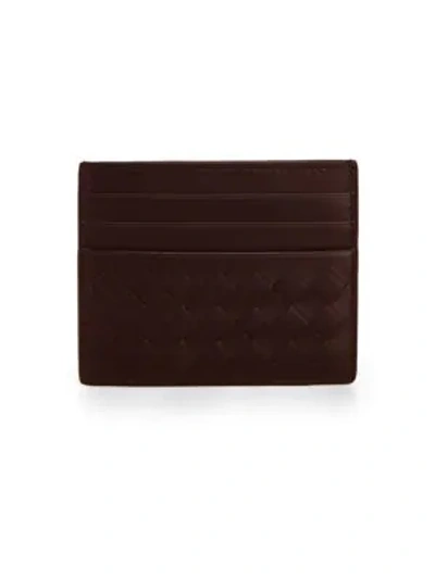 Bottega Veneta Intrecciato Leather Credit Card Sleeve, Dark Brown In Espresso