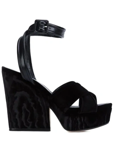 Sergio Rossi Hannelore Velvet Platform Sandals In Black