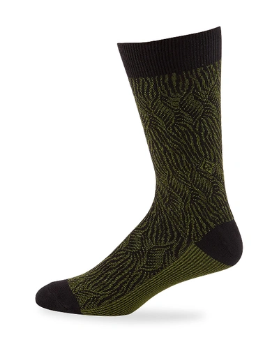 Ace & Everett Men's Richards Jacquard Knit Socks In Black / Mahogany