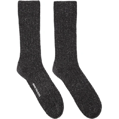 Norse Projects Grey Bjarki Neps Socks In Charcoal Me
