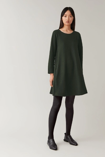 cos a line wool dress Cos A-line Wool-cotton Dress In Green