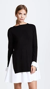 English Factory Knit Combo Dress In Black/white