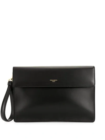 Dolce & Gabbana Large Logo Clutch Bag In Black