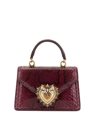 Dolce & Gabbana Devotion Embossed Tote Bag In Purple
