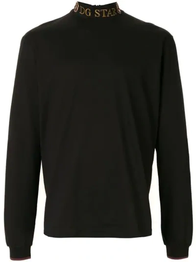 Dolce & Gabbana Embroidered Logo Mock-neck Sweatshirt In Black
