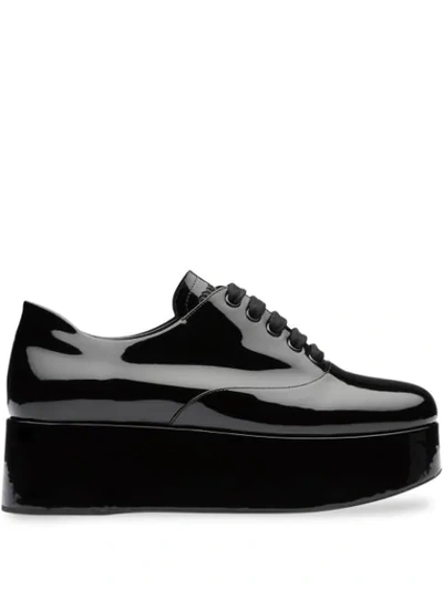 Miu Miu Platform Lace-up Shoes In Black