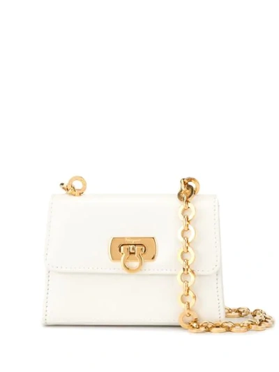 Pre-owned Ferragamo Gancini Shoulder Bag In White