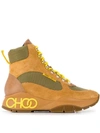 Jimmy Choo Inca/f Logo-detailed Suede, Mesh And Leather Ankle Boots In Light Brown