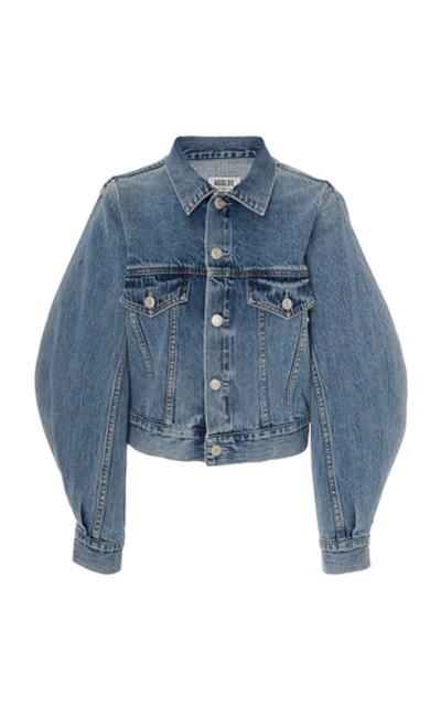 Agolde Alik Cropped Denim Jacket With Exaggerated Sleeves In Hypnosis