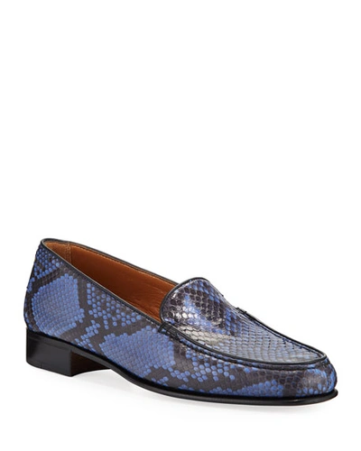 Gravati Python Moccasin Loafers In Blue