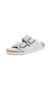 Birkenstock Women's Arizona Shearling Slide Sandals In Gray