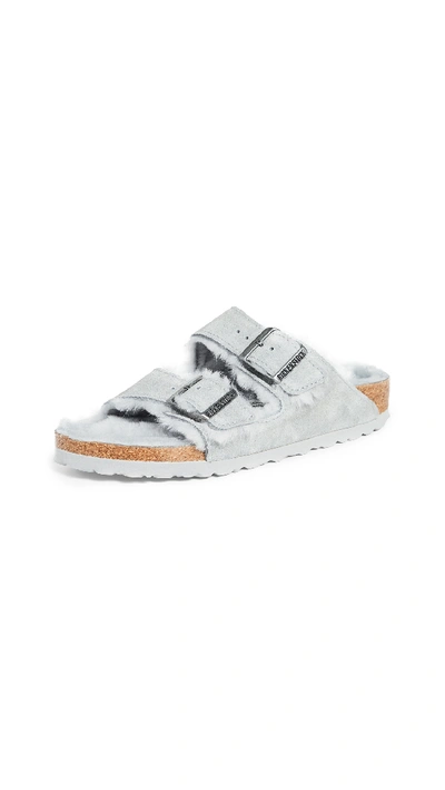 Birkenstock Women's Arizona Shearling Slide Sandals In Gray