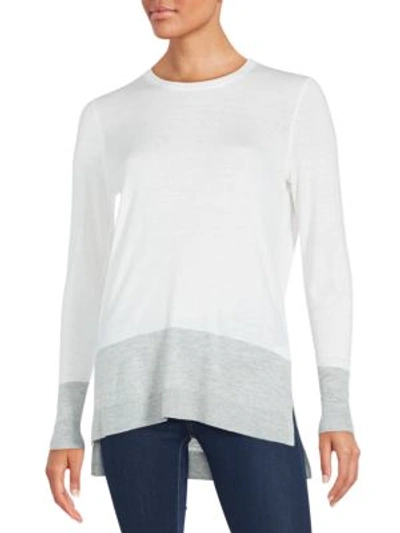 Vince Colorblock Hi-lo Top In Off White