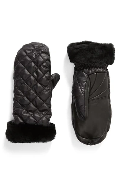 Ugg Women's Quilted Performance Shearling Cuff Mittens In Black