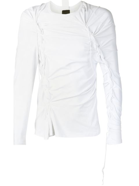 green ruched shirt