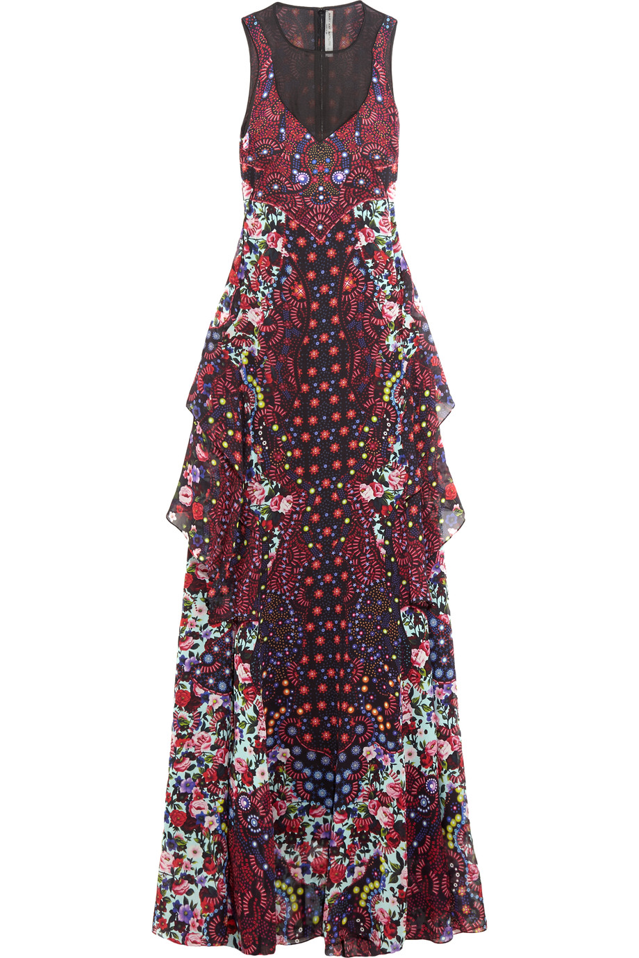 Mary Katrantzou Macarthur Ruffled Printed Silkchiffon Maxi Dress