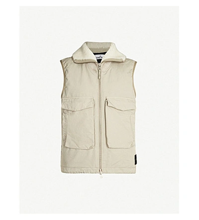 Stone Island Funnel-neck Sleeveless Shell-down Gilet In Sand