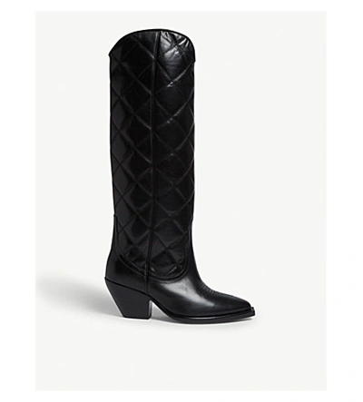 Sandro Roy Leather Knee High Boots In Black