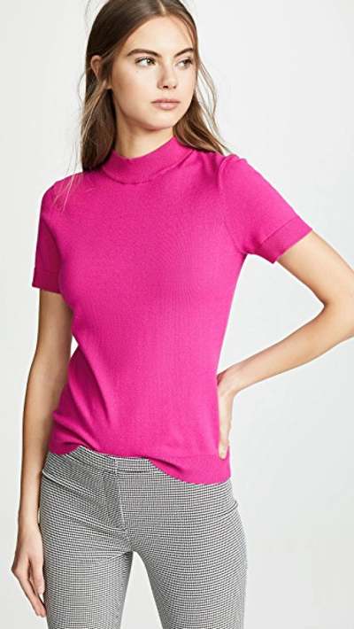 Milly Fiona Wool Ribbed-knit Top In Amethyst