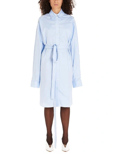 Y/project Y / Project Layered Tie Waist Shirt Dress In Light Blue