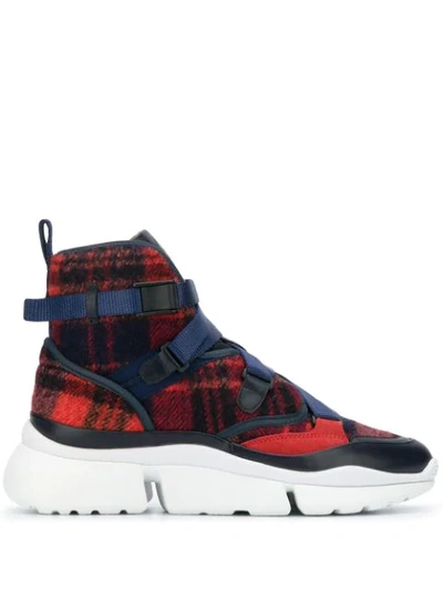 Chloé Women's Sonnie Plaid High-top Sneakers In Red