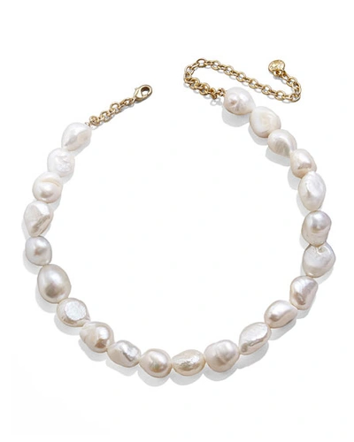 Baublebar Lacey Dyed Natural Pearl Statement Necklace, 15 In White