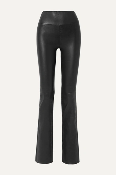 Sprwmn Leather Flared Pants In Black