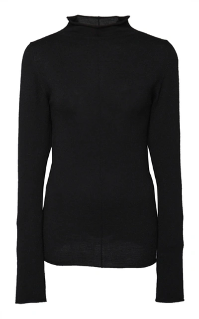 Khaite Lola Funnel Neck Merino Wool Sweater In Black