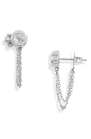 Anzie Bonheur Bubbling Brook Chain Detail Stud Earrings In White Topaz