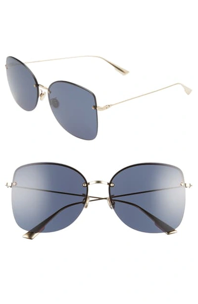 Dior Stell 62mm Special Fit Oversize Rimless Sunglasses In Gold/ Blue Avio