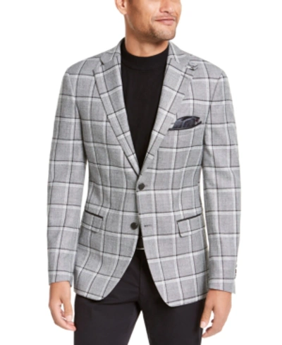 Tallia Men's Slim-fit Plaid Sport Coat In Black/white