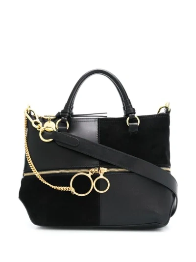 See By Chloé Emy Small Suede & Leather Satchel In Black