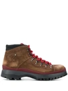 Prada Lace-up Hiking Boots In Mogano