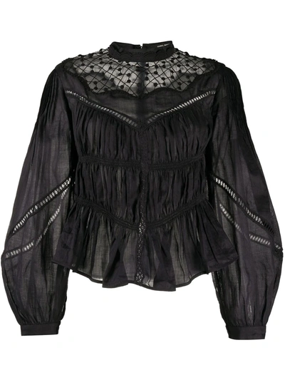 Isabel Marant Samantha Embroidered High-neck Blouse In Black