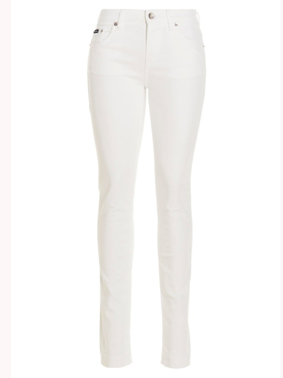 Dolce & Gabbana Audrey High Waist Ankle Skinny Jeans In White
