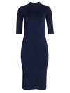 Alice And Olivia Alice + Olivia Delora Fitted Mock Neck Dress In Navy