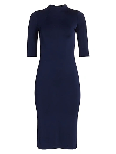 Alice And Olivia Alice + Olivia Delora Fitted Mock Neck Dress In Navy