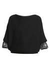 Chloé Women's Ribbed Wool Lace Detail Sweater In Black