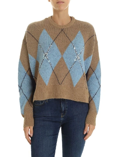 Pinko Sweater In Cammello/azzurro/viola
