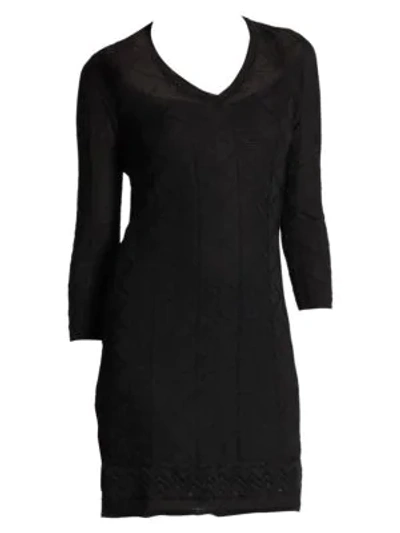 M Missoni Three-quarter-sleeve Knit Dress In Black