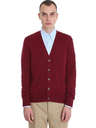 Thom Browne Cardigan In Bordeaux Wool