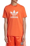 Adidas Originals Trefoil Graphic T-shirt In True Orange