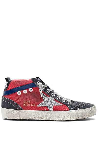 Golden Goose Mid Star Splatter Canvas High-top Sneakers In Red/glitter