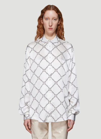 Gmbh Geometric Digital-print Silk Shirt In White