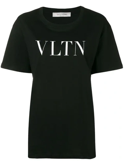 Valentino Vltn-print T-shirt In Black