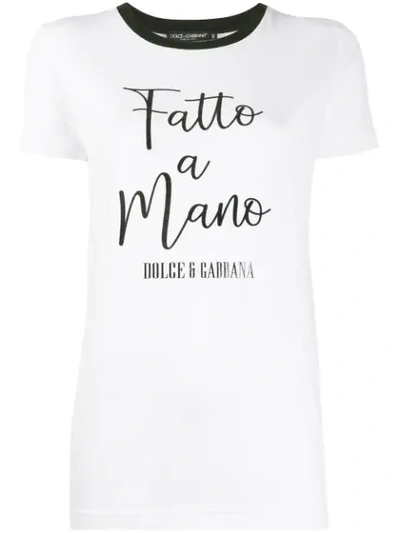 Dolce & Gabbana Jersey T-shirt With “fatto A Mano” Print In White