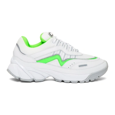 Axel Arigato Demo Runner White Leather & Fabric Chunky Sneakers In White/green