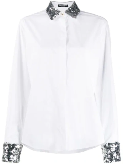 Dolce & Gabbana Poplin Shirt With Sequin Detail In S9341